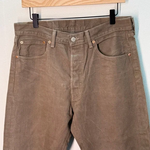 Levi's 501XX Brown Straight Leg Button Fly Denim Jeans - Men's W34‎ L32 - Picture 4 of 9